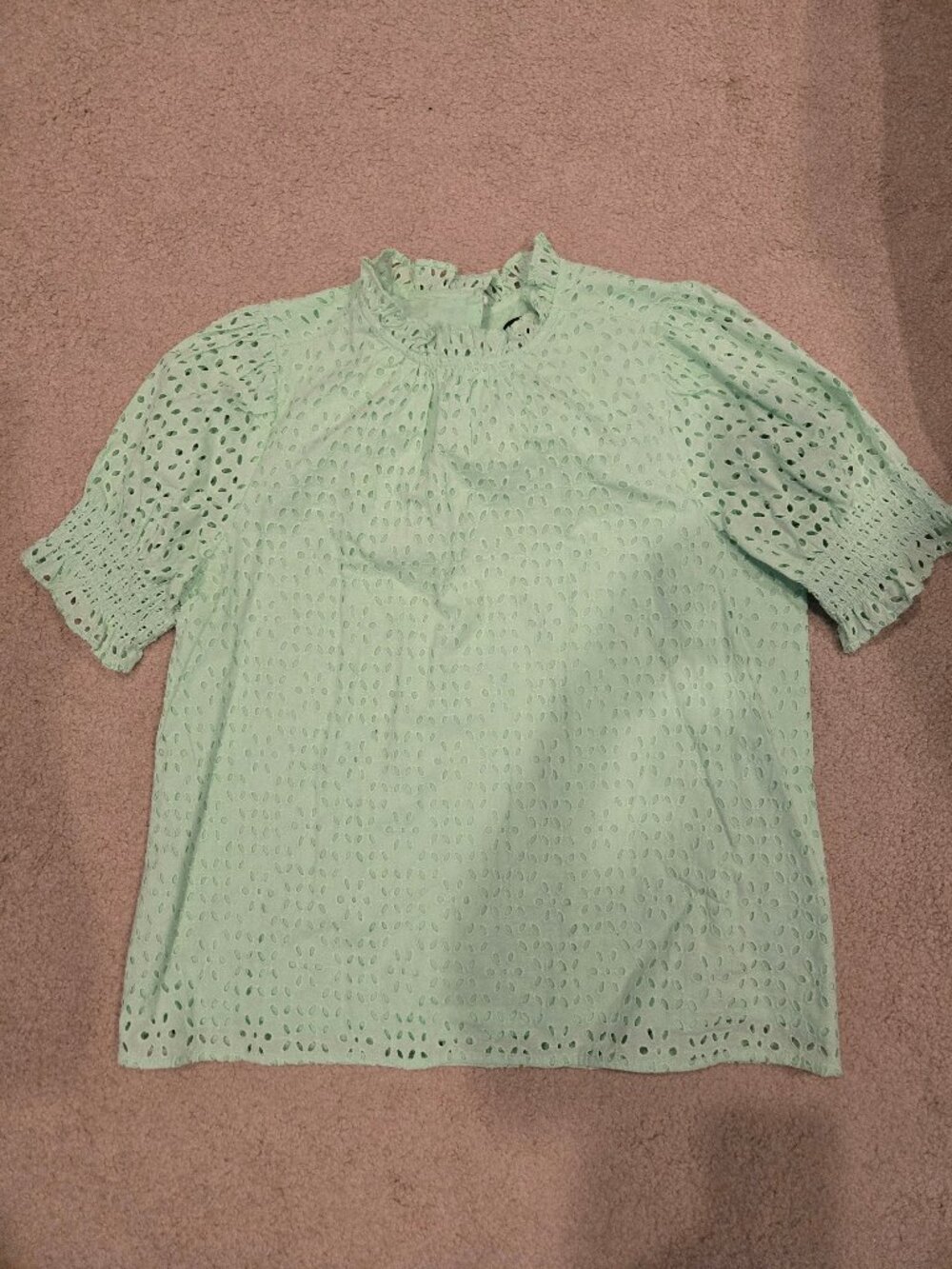 J Crew Mint Green Eyelet Top M